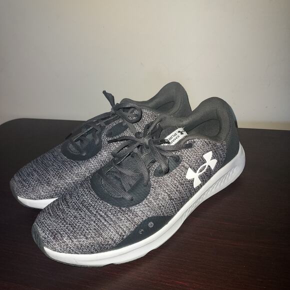 Under Armour Men's Sneakers 10M Charged Pursuit Athletic Lace Up Black White - Picture 1 of 13